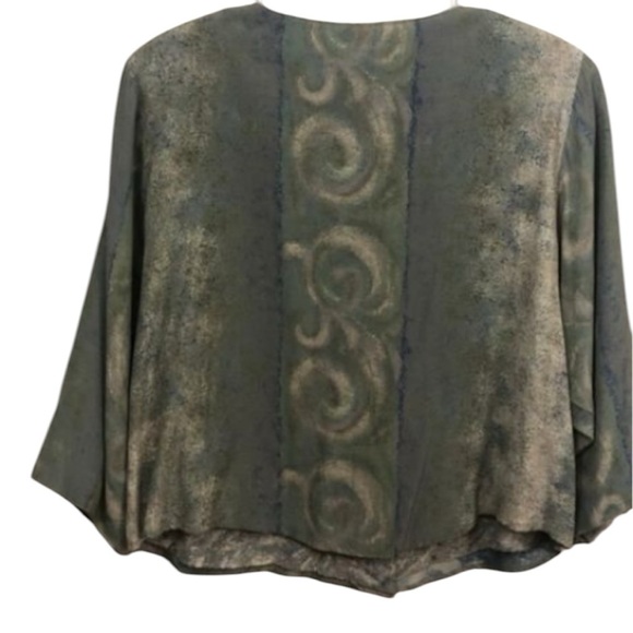 Platinum By Dorothy Schoelen vintage 80’s earth tones button up top blouse Sz L - Picture 5 of 11